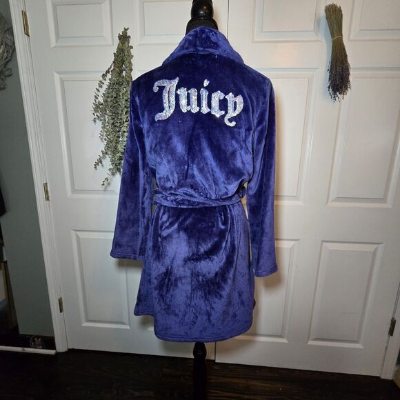 Juicy Couture Other - Juicy Couture Purple Soft Velour Bathrobe Rhinestone Trim S/M Bling